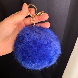 Large Blue Pom Pom Keychain